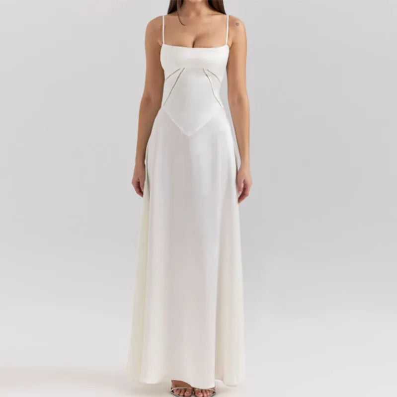 Elegant V Neck Pleating Yellow Maxi Dress For Women Fashion Cut Out Slim Fit High Waist Robes New Summer Holiday Beach Dresses