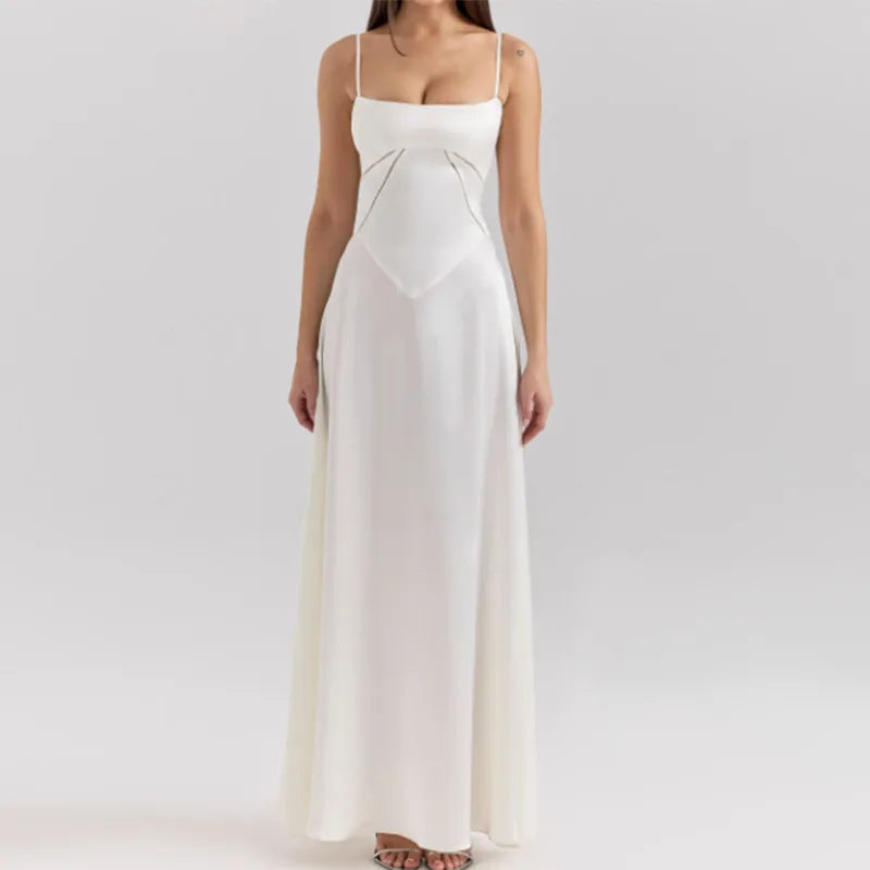 Elegant V Neck Pleating Yellow Maxi Dress For Women Fashion Cut Out Slim Fit High Waist Robes New Summer Holiday Beach Dresses