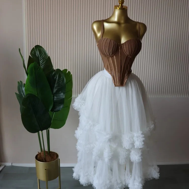 CM.YAYA Women's Dress Set Sleeveless Strap Tops and Pleated Tiered Skirts Suit Elegant Vacation Birthday Two 2 Piece Set Outfits