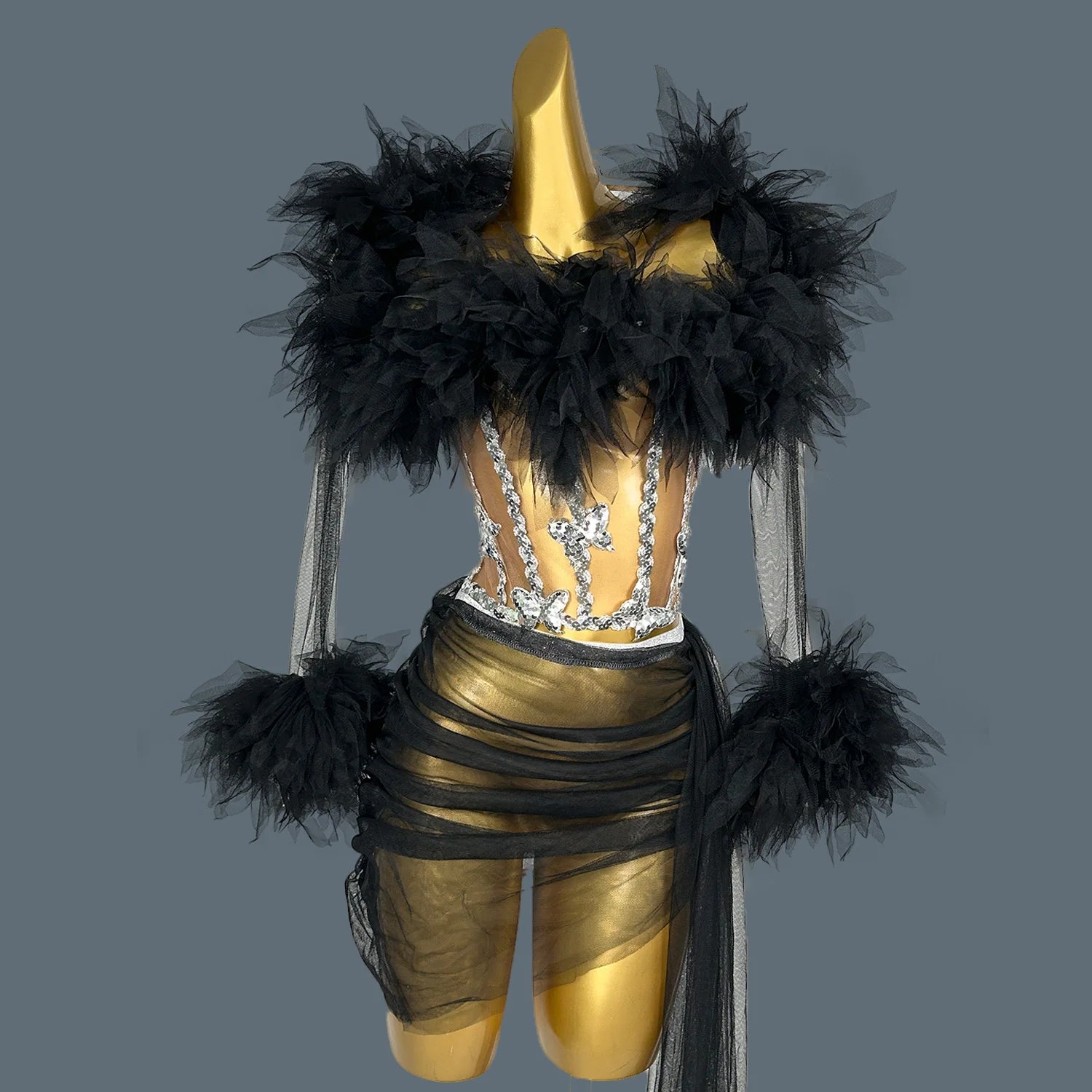 Women's Tulle Asymmetrical Dress Prom Sheer Mesh Mini Dress Bodycon Club Stage Performance Wear Birthday Prom Hot Design Xinshen