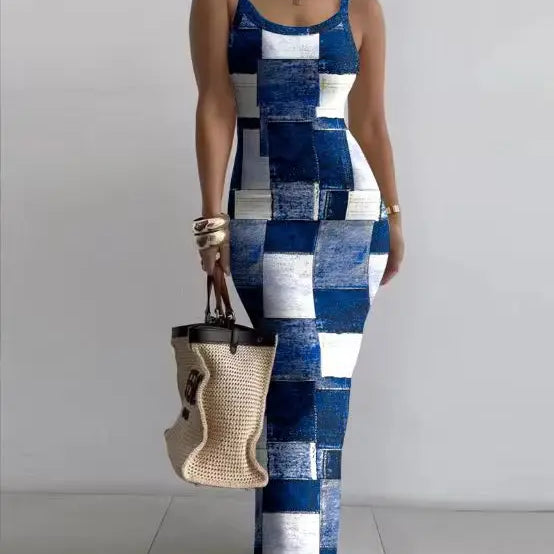 CM.YAYA Summer Women Sleeveless Strap O-neck Sexy 2024 Summer Long Evening Dress Knit Ribbon Night Club Party Maxi Dresses as picture 24