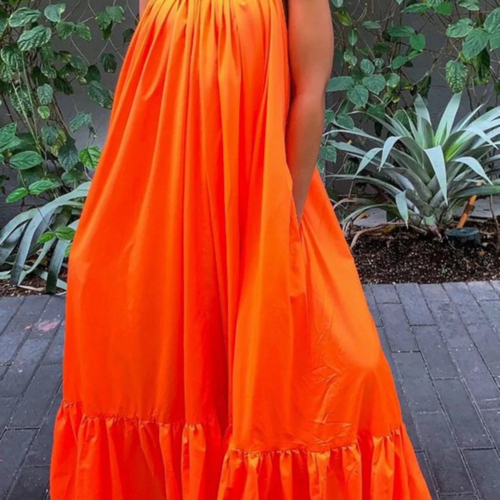 CMYAYA Women Summer Long Maxi Dress Sexy Sleeveless Strap Loose Beach Party Night Club Bandage Female S-5XL Dresses Vestido