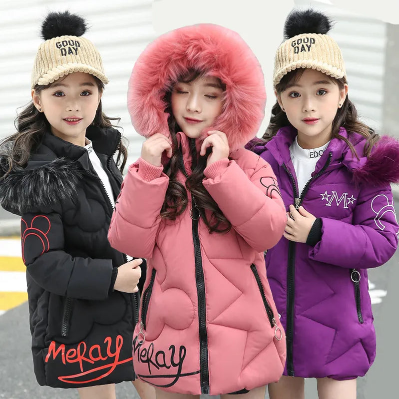 Tenente di grandi dimensioni Inverno Keep Girls Girls Letter Long Style con cappuccio con cappuccio cappa per bambini per bambini Osteria natalizia