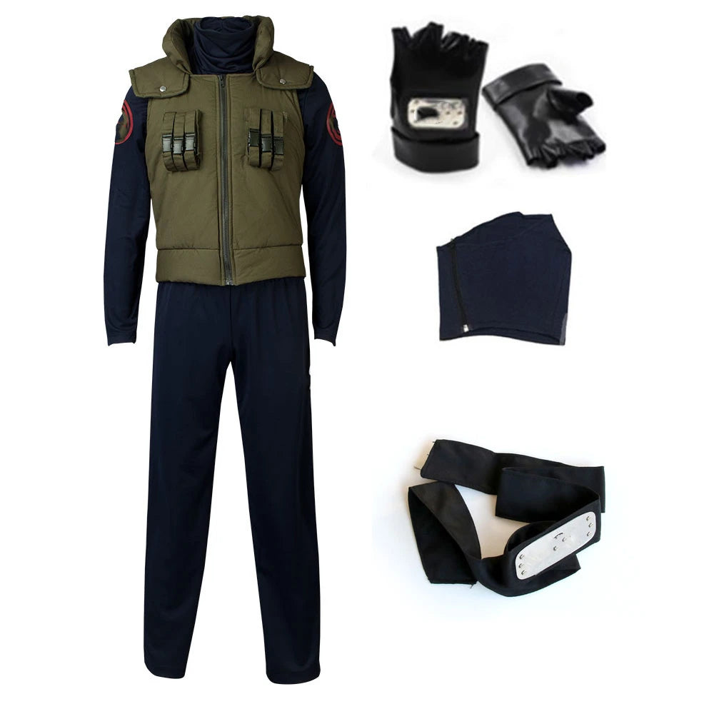 Anime Ninja Coat Cosplay Costume Kaka Halloween Clothes shi Vest Shirt Pant Headband Set For Kids Adult Plus Size Custom Made Set 3