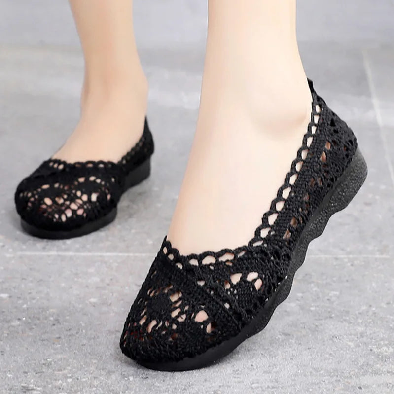 Women shoes fisherman shoes woman mesh breathable flat soft bottom women peas shoes womans shoes flats shoes 2023 black