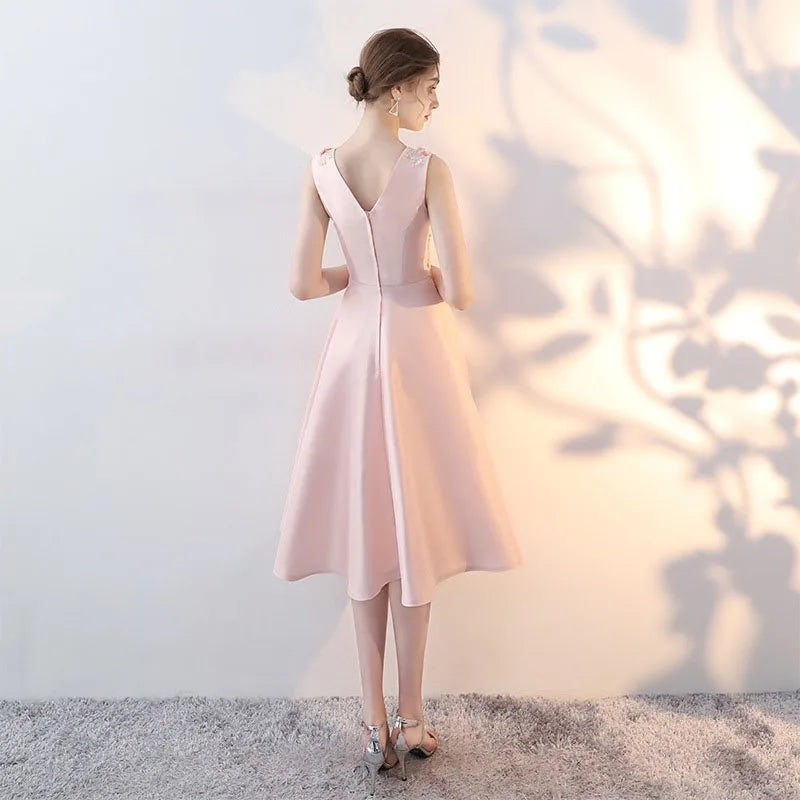 Luxury Evening Dresses Pink Party Dress Korean Medium Length Elegant Bridesmaid Gown For Women
