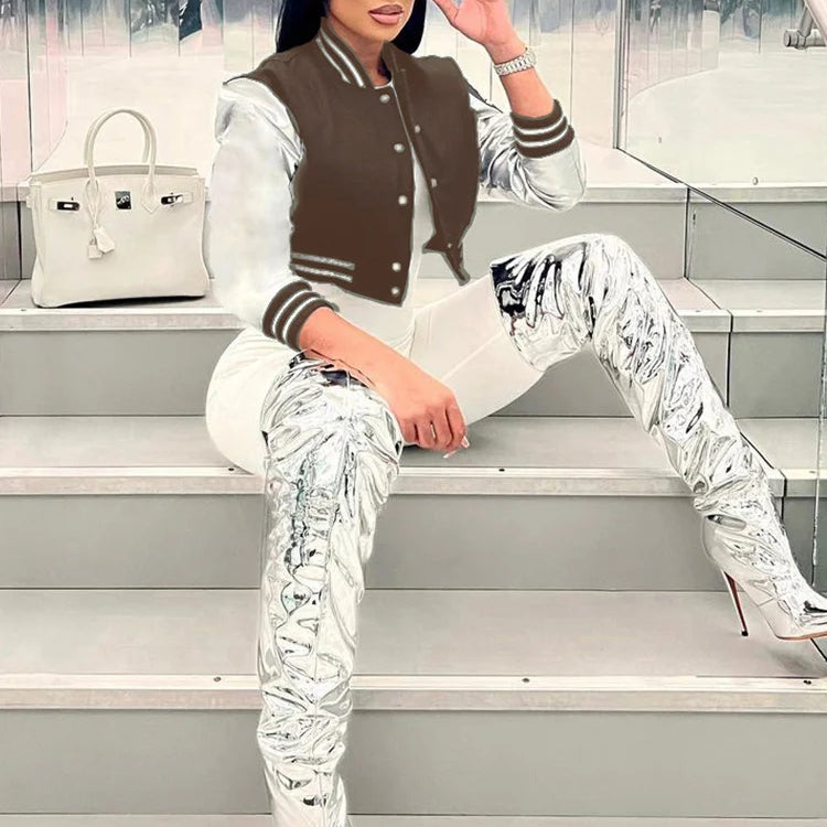 Weird Puss Fluffy Letter Short Jacket Varsity Women Hipster Leather Sleeve Patchwork Y2K Baseball Casual Wild Streetcoat Outwear KF