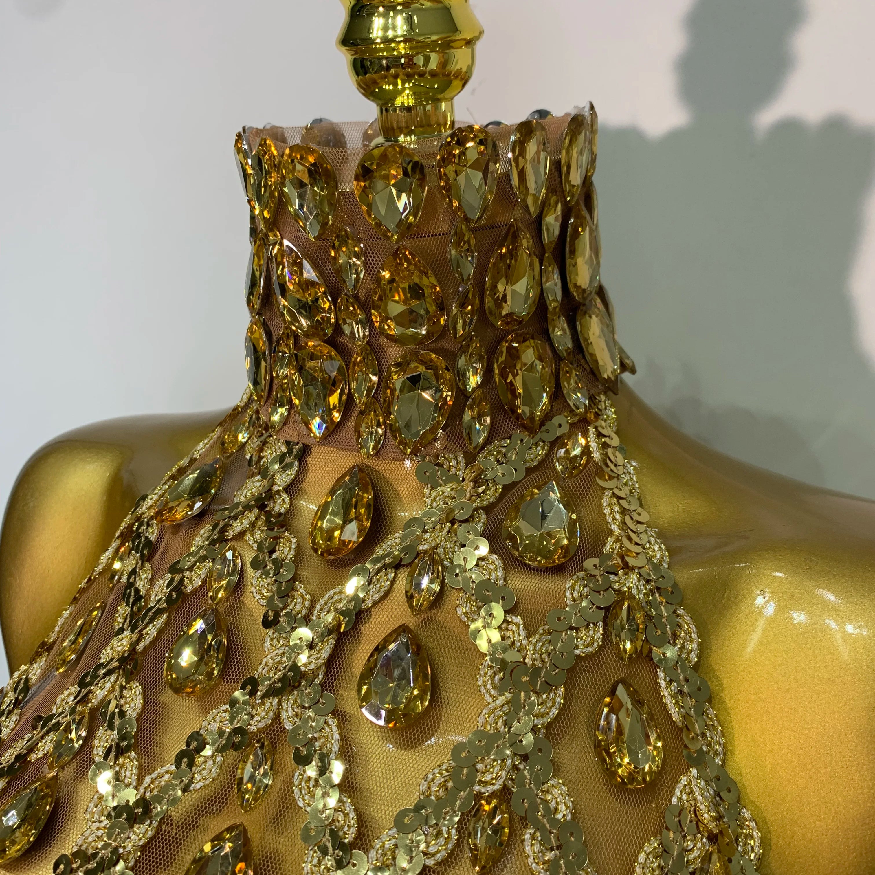 Shining Rhinestones Sexy Transparent Mesh Top Women Evening Party Celebrate Fashion Show Singer Dancer Nightclub Stage Costume