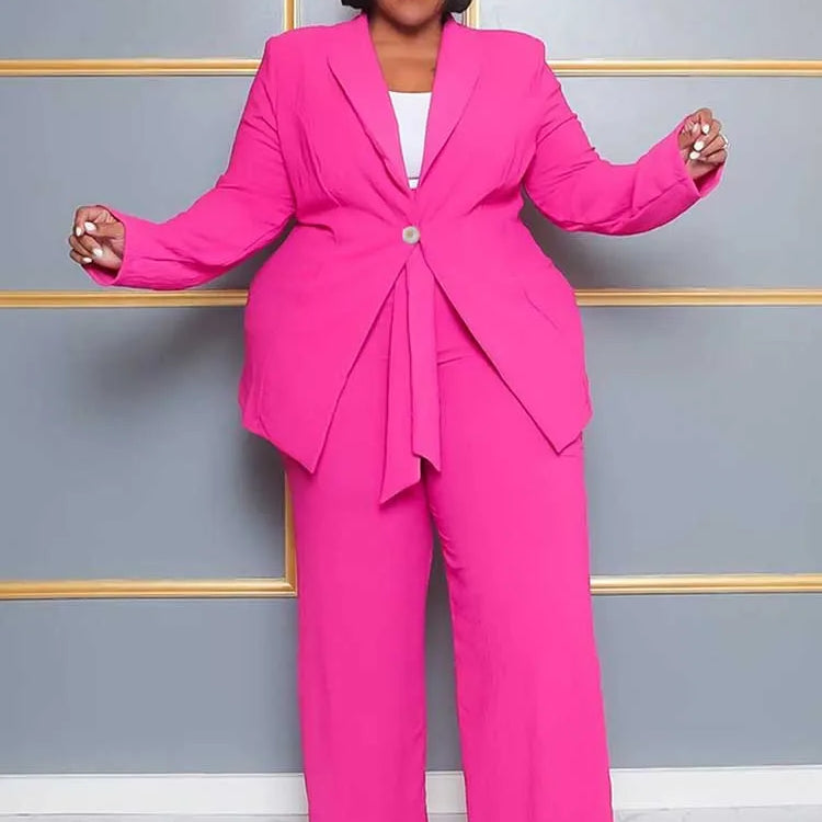 2 Piece Sets Women Outfit Winter Long Sleeve Sexy Pant Suits with Blazers Ladies Chic and Elegant Blazer Set Female Plus Size