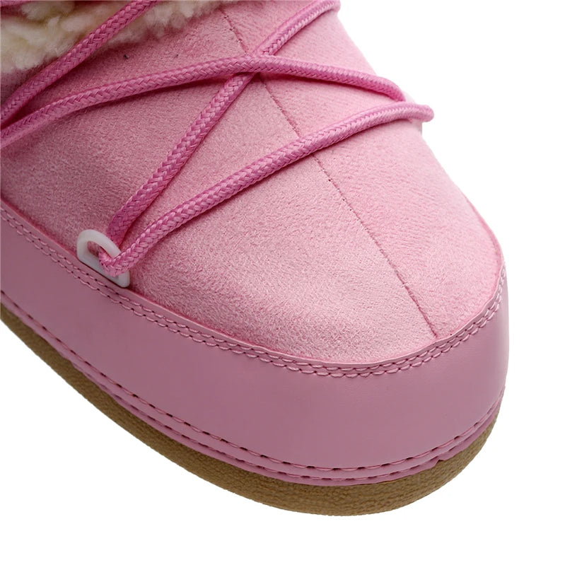 Women's Winter Boots 2023 Women Snow Boots Cold-proof Warm Mid-calf Pink Space Boots Slip-resistant Cotton Woman Winter Shoes