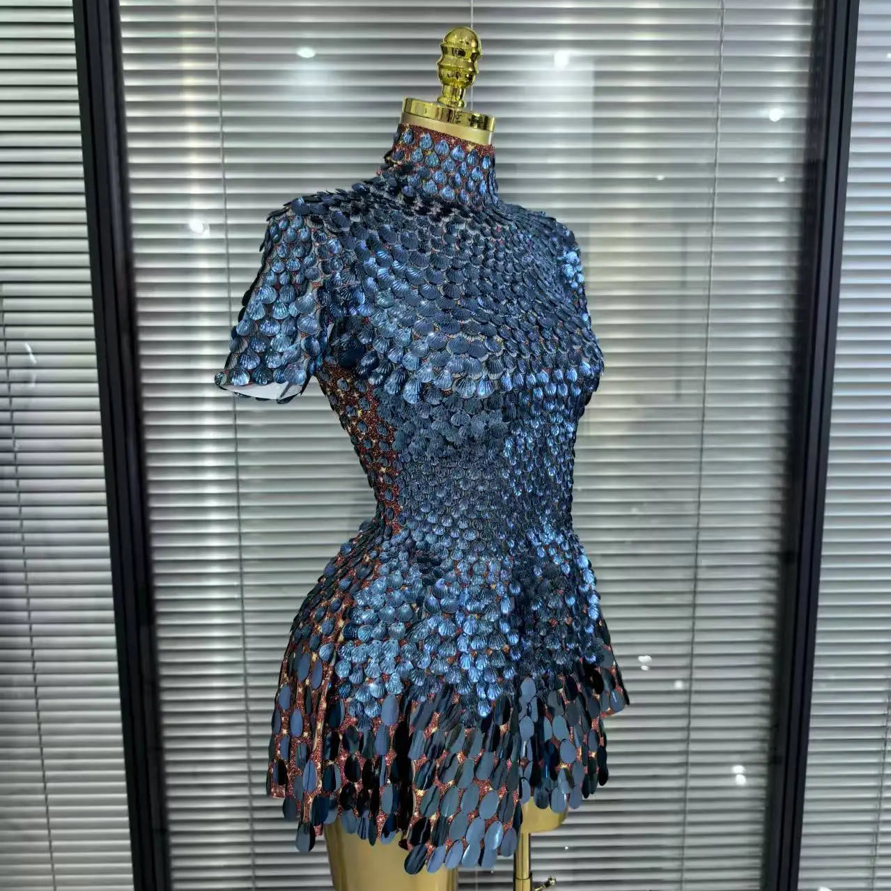 Nightclub Leotard Shining Lovely SequinsMini Dress Costume Celebrate RhinestoneBodysuit Birthday Silver Dresses