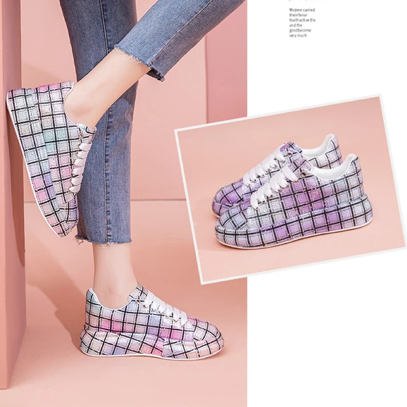 Sneakers Women Skate Shoes Big Size New Rhinestone Women Loafers Platform Fashion Shiny Women's Casual Shoes