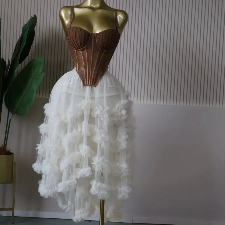 CM.YAYA Women's Dress Set Tunic Irregular Crop Top and Irregular Ball Gown Maxi Long Skirt Suit 2025 Two 2 Piece Set Outfits