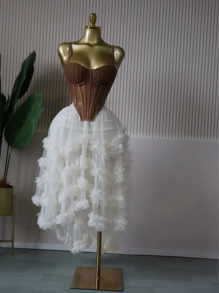 CM.YAYA Women's Dress Set Tunic Irregular Crop Top and Irregular Ball Gown Maxi Long Skirt Suit 2025 Two 2 Piece Set Outfits