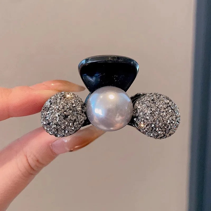 Mini Pearl Hair Claws Clips for Women Elegant Rhinestone Headwear Hairpins Hair Crab Barrettes Hair Accessories for Women y One Size