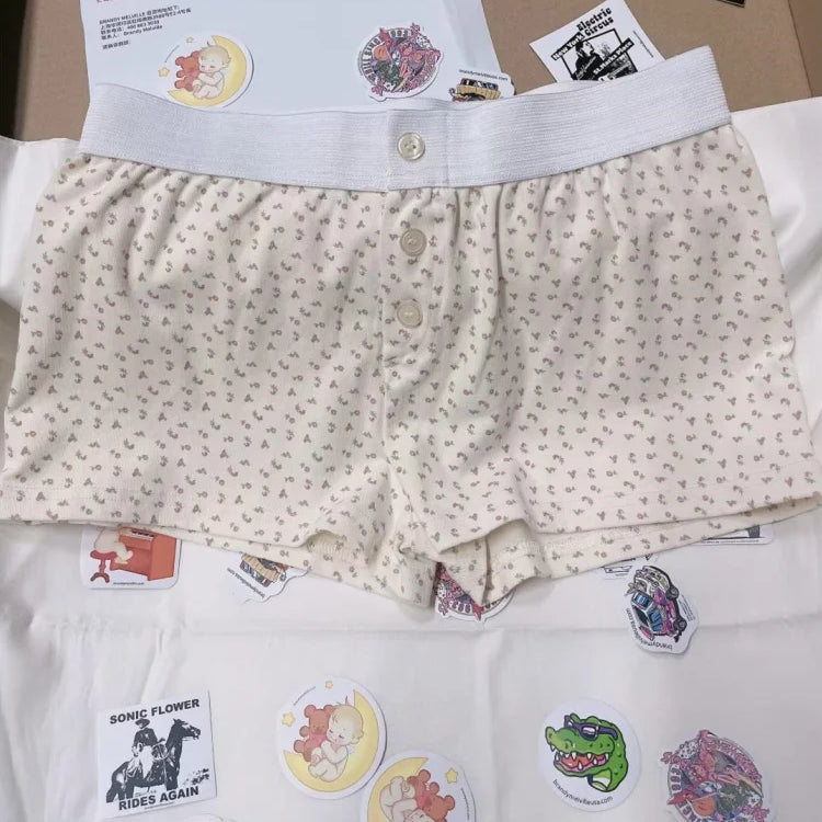 Casual Women Soft Cotton Front Buttons Shorts Summer Vintage Low Waist Female Chic Bottoms