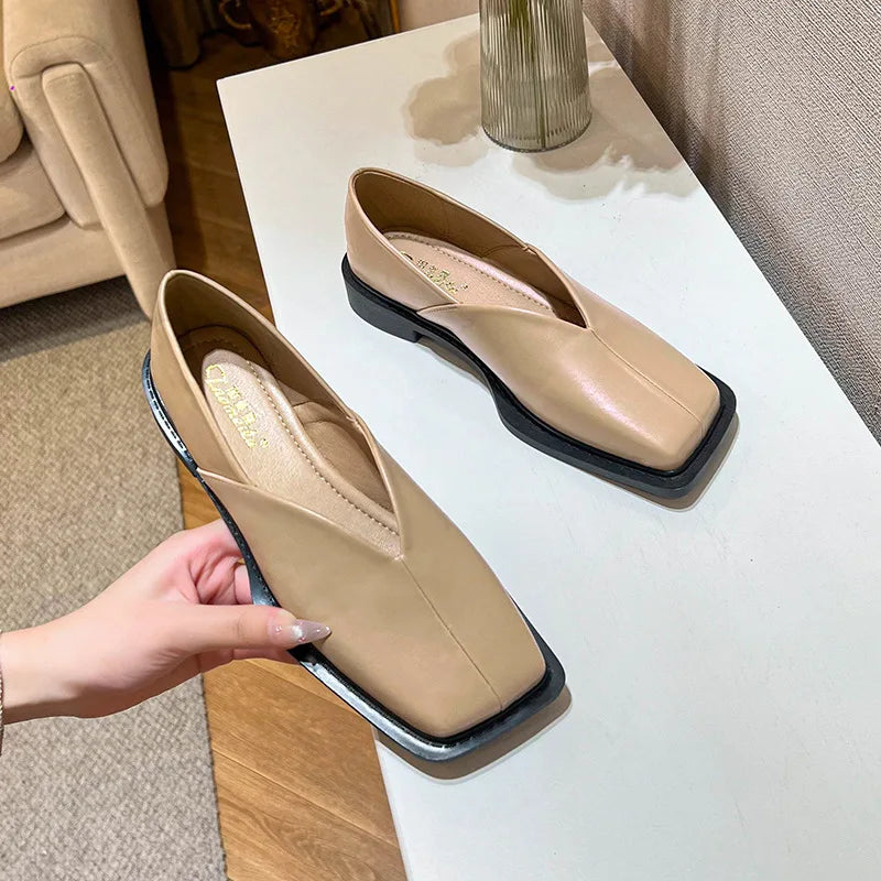 spring women's outerwear shoes Square toe design Mary Jane shoes Women's casual low-heeled shoes Work boat shoes 41-43