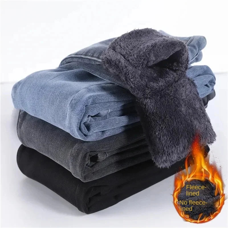 Skinny Velvet Lined Pencil Jeans High Waist Thicken Warm Denim Pants Winter Women Stretch Pantalones Skinny Casual Vaqueros New