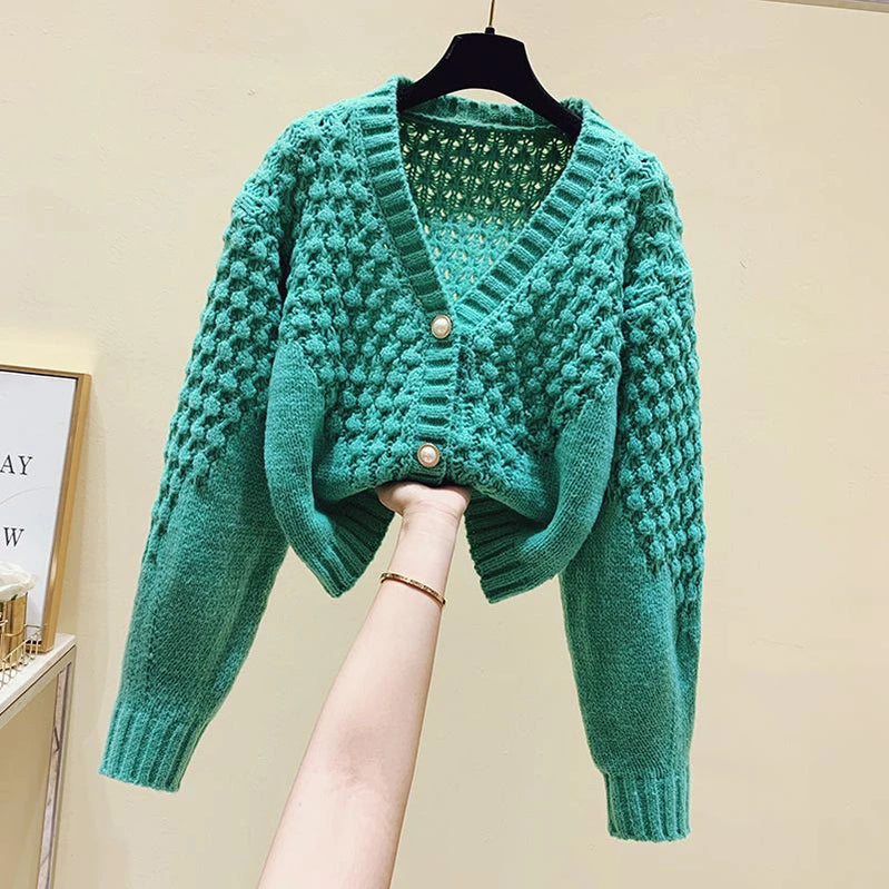 Winter Imitate Mink Wool Hot Fleecing Female Casual Sweater O-neck Long Puff Pink Solid Women Knitted Tops Elastic Pullovers Green One Size
