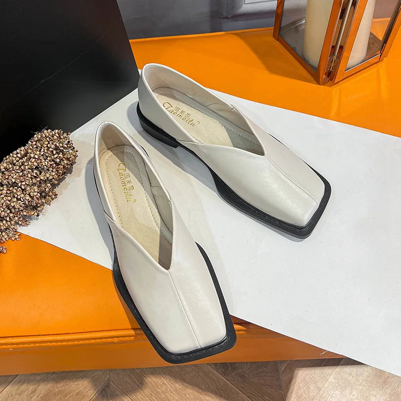 spring women's outerwear shoes Square toe design Mary Jane shoes Women's casual low-heeled shoes Work boat shoes 41-43