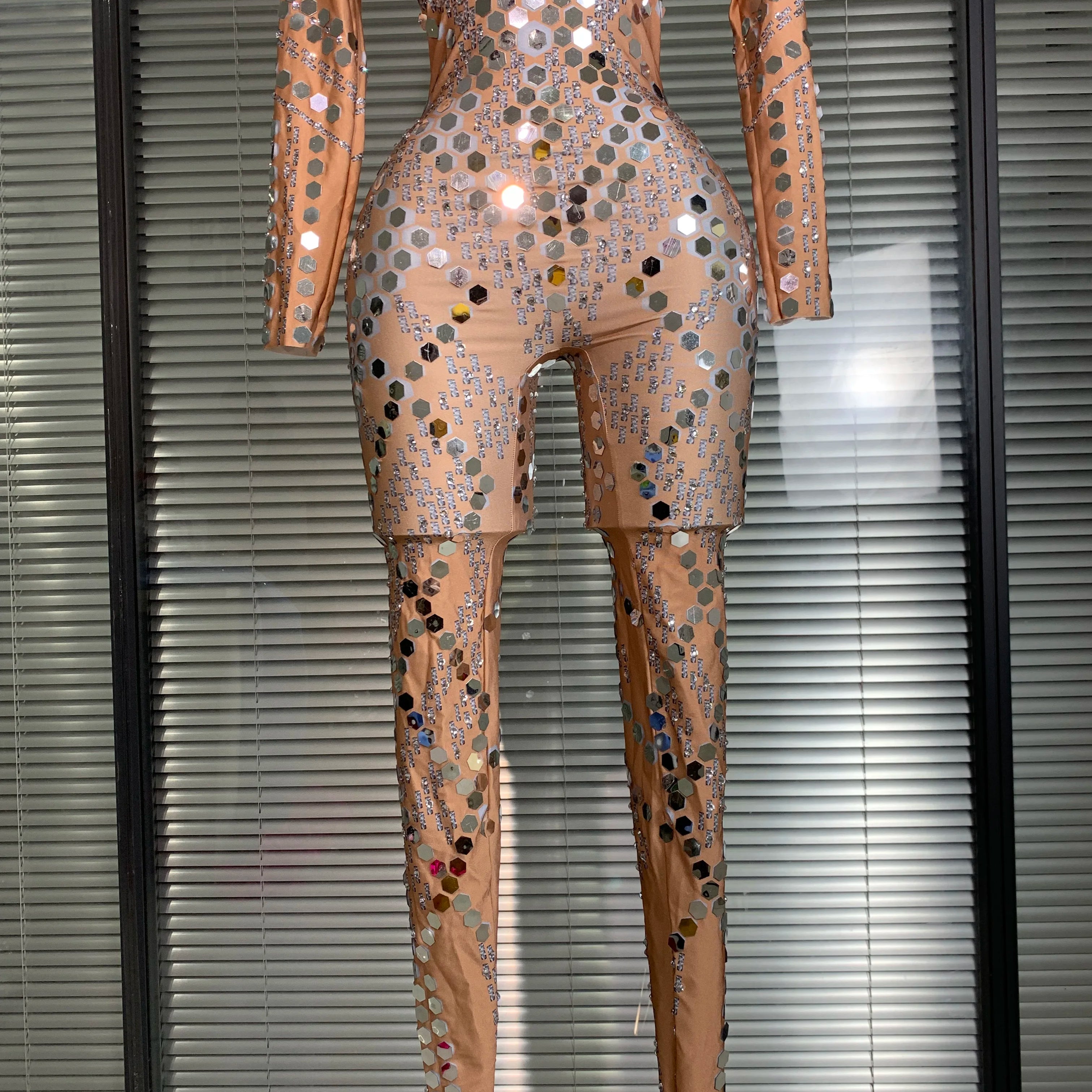 New 2025 Women Sexy Glitter Sequins Skin Bodycon Jumpsuit Celebrity Designer Singer Dancer Night Club Rompers