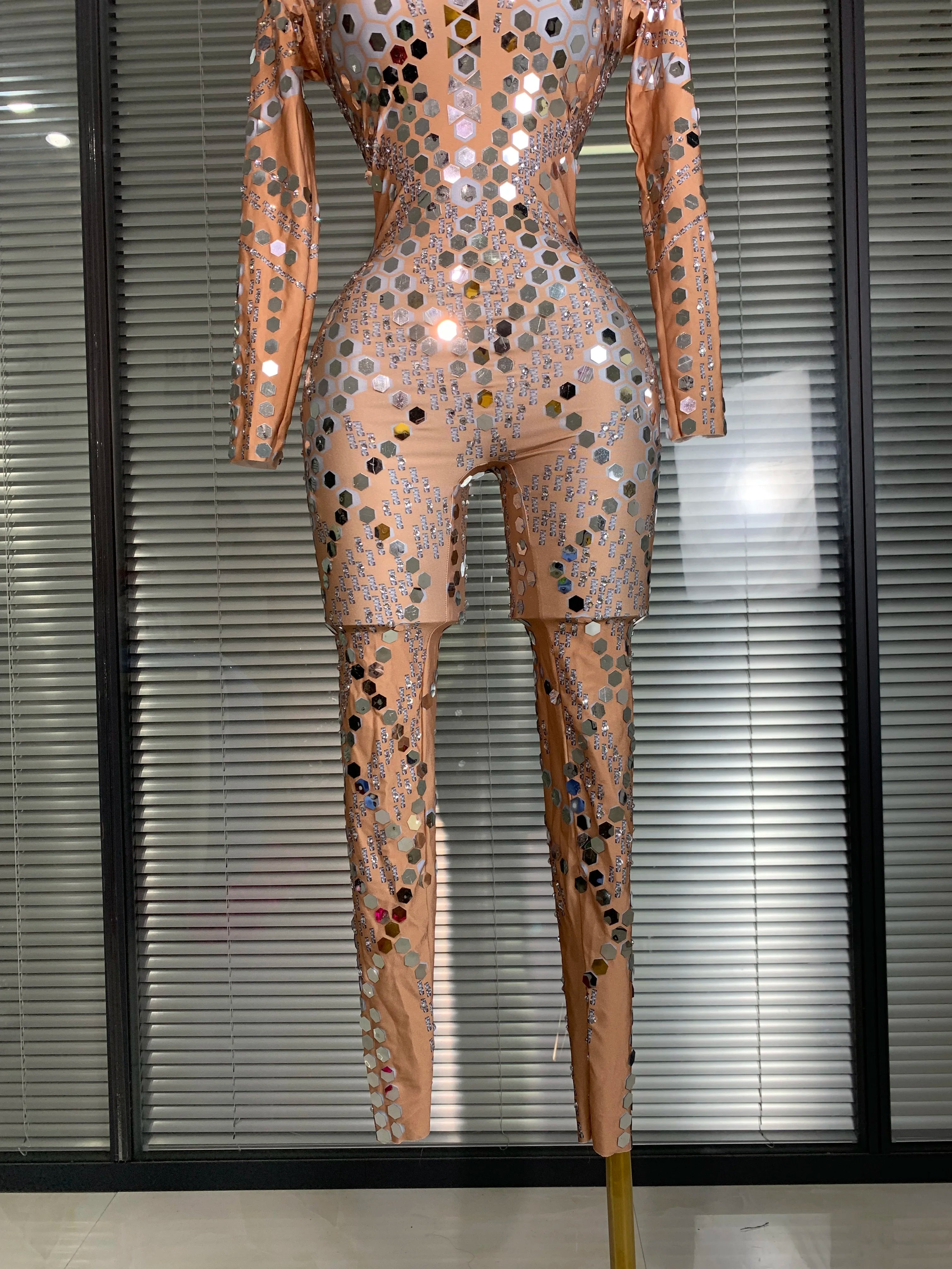 New 2025 Women Sexy Glitter Sequins Skin Bodycon Jumpsuit Celebrity Designer Singer Dancer Night Club Rompers