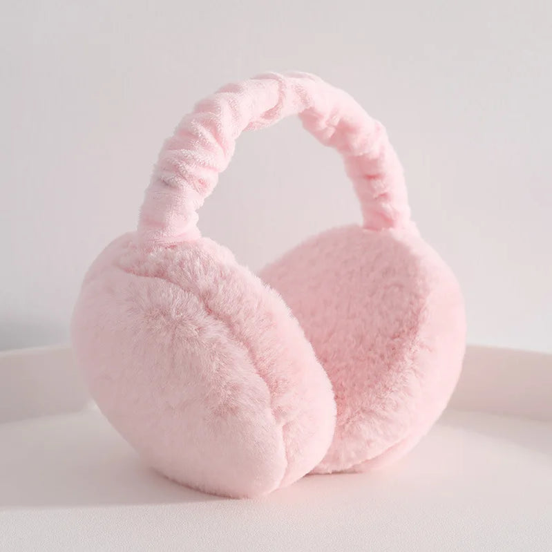 Plush Ear Muffs Warmer Foldable Ear Cover for Women Men Winter Warm Earflaps Outdoor Cold Protection Ear-Muffs Ear Cover Fashion C-Foldable Pink