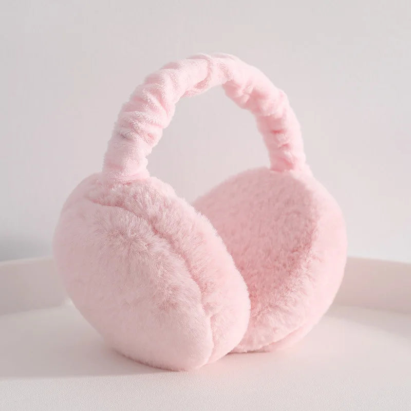 Plush Ear Muffs Warmer Foldable Ear Cover for Women Men Winter Warm Earflaps Outdoor Cold Protection Ear-Muffs Ear Cover Fashion C-Foldable Pink