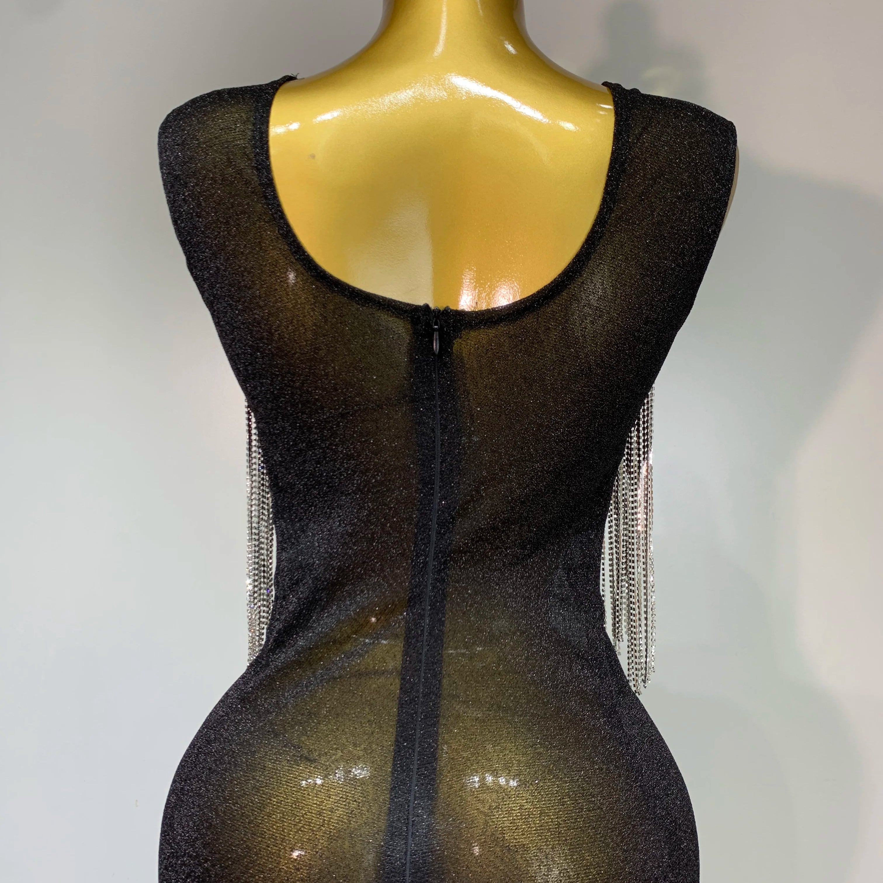 Women Sexy Sparkly Rhinestones chain Celebrity Elegant Maxi Long Dress Luxury Birthday Prom Gowns Stage Show Performance Costume