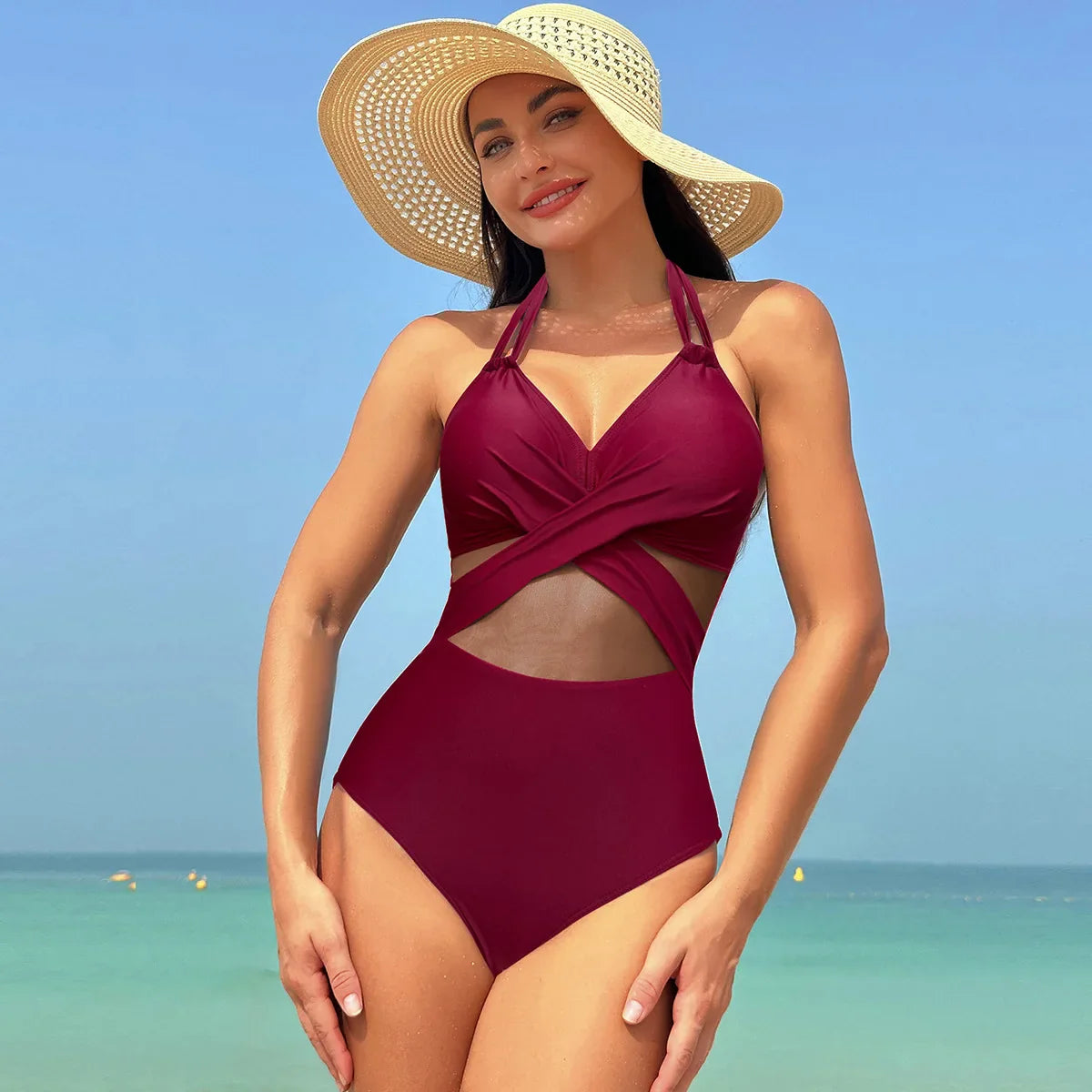 New Sexy Micro Bikini Women Push Up Padded Thong Swimsuit Female Cut Out Bathing Suit Swimwear Trajes De Baño Wine