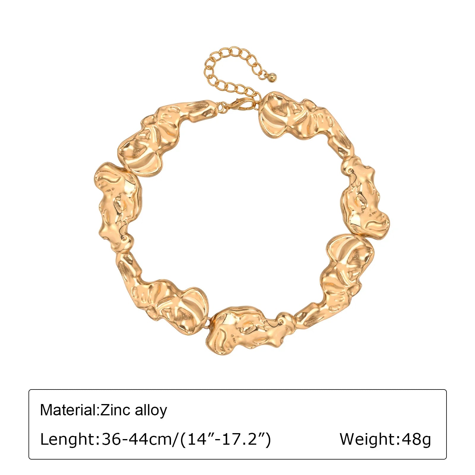 48g Alloy Necklace Liquid Pleated Irregular Clavicle Necklace Punk Geometric Metal Block Choker Women Statement Banquet Jewelry NC-1732G