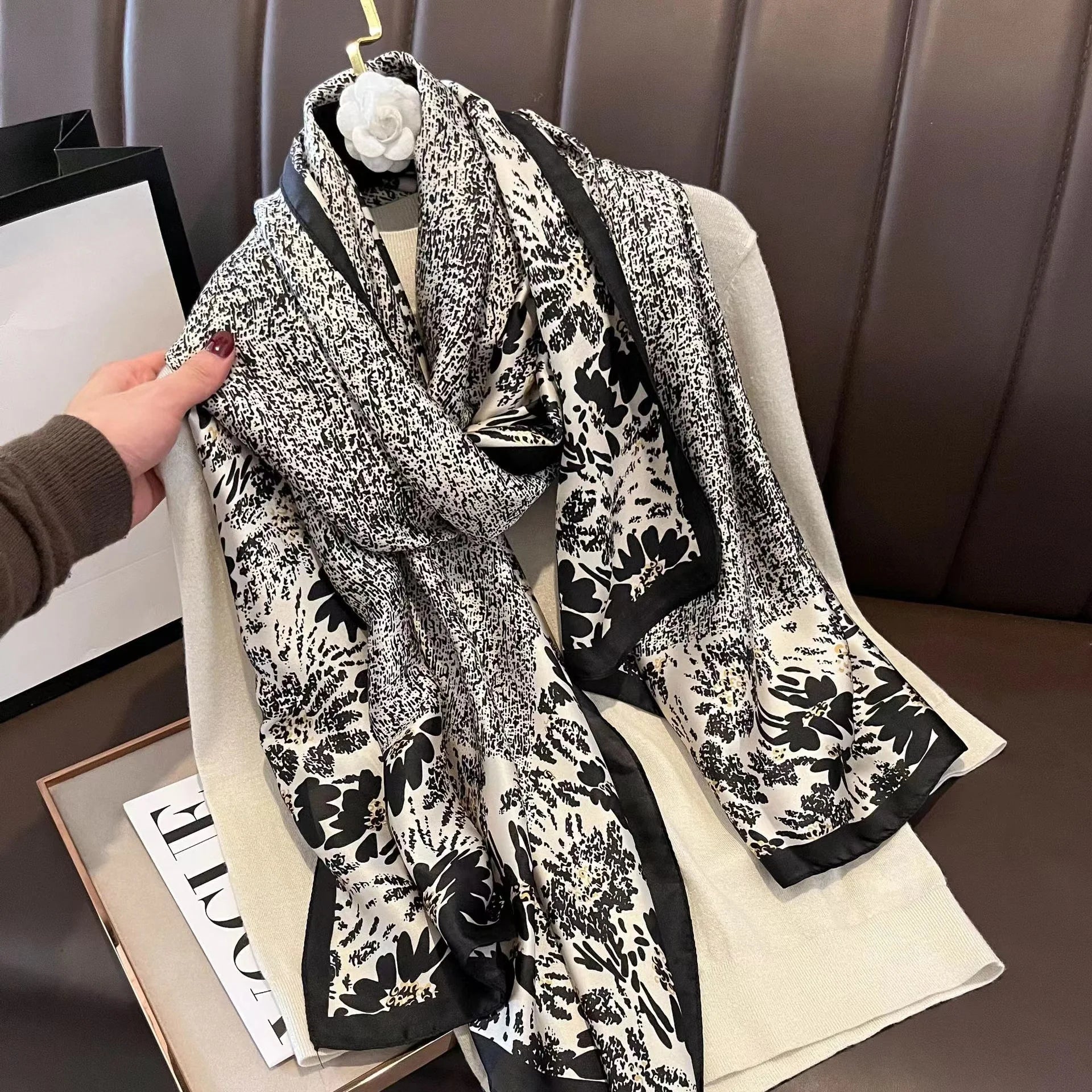 180*90cm Luxury Brand Spring Summer Autumn Women Clothing New Fashion Color matching printed silk scarf lady popular turba 30 180cmx90cm