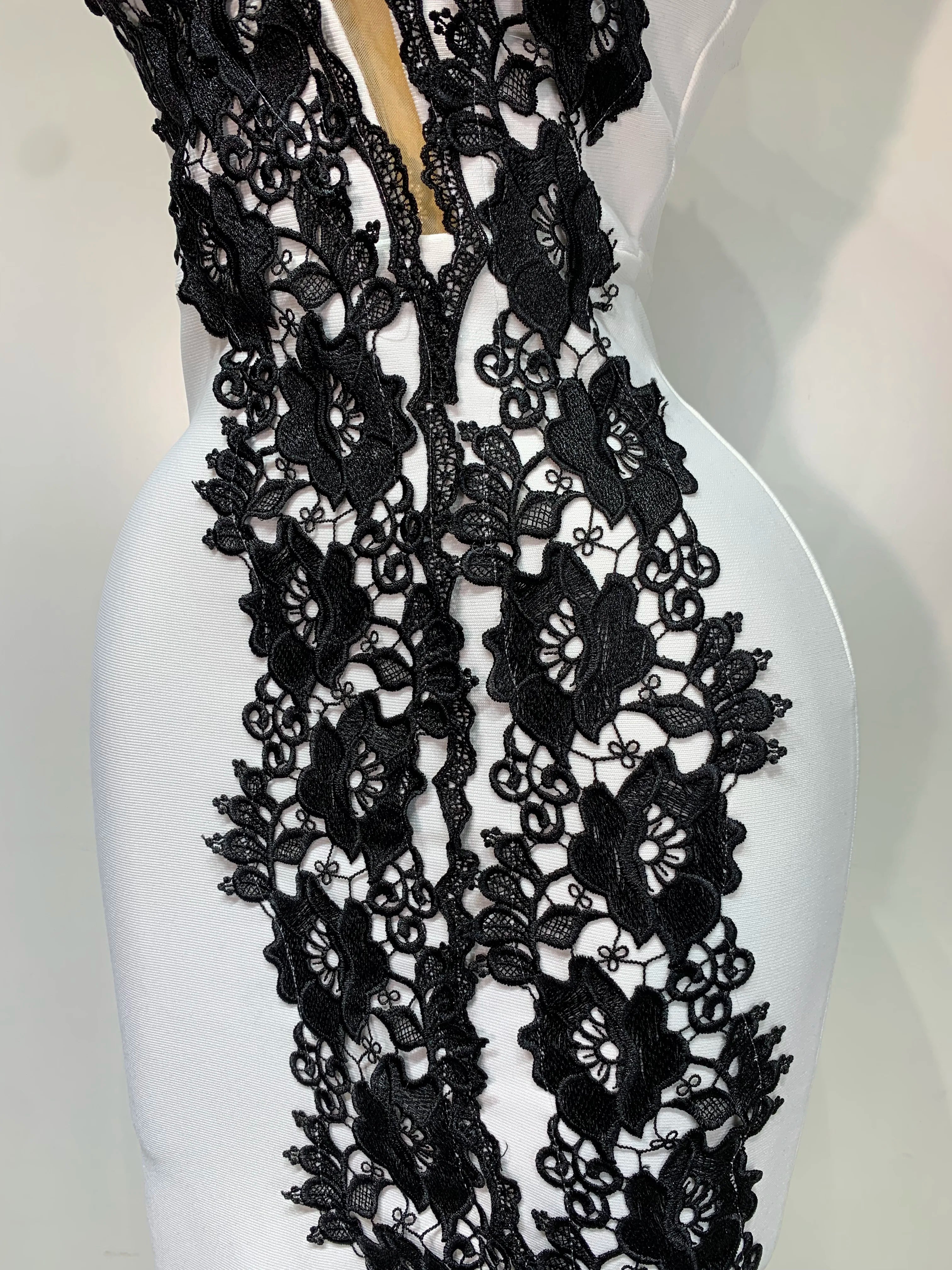 Women Designer Black Lace Bodycon Bandage Dress Luxury Birthday Party Dresses Elegant Long Celebrity Evening Prom Gowns