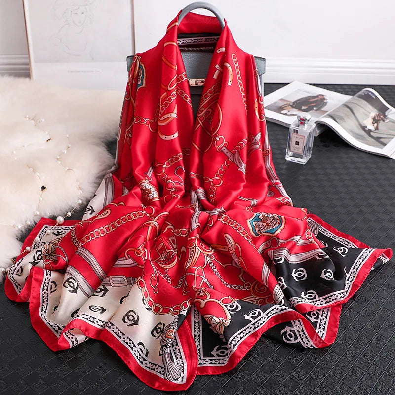 180*90cm Luxury Brand Spring Summer Autumn Women Clothing New Fashion Color matching printed silk scarf lady popular turba 65 180cmx90cm