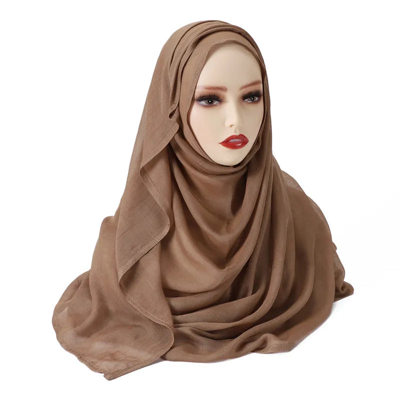 Women Big Size Plain Solid Cotton Rayon Hijab Scarf Lady Wraps and Shawls Musulman Headband Islamic Turban 180*95Cm