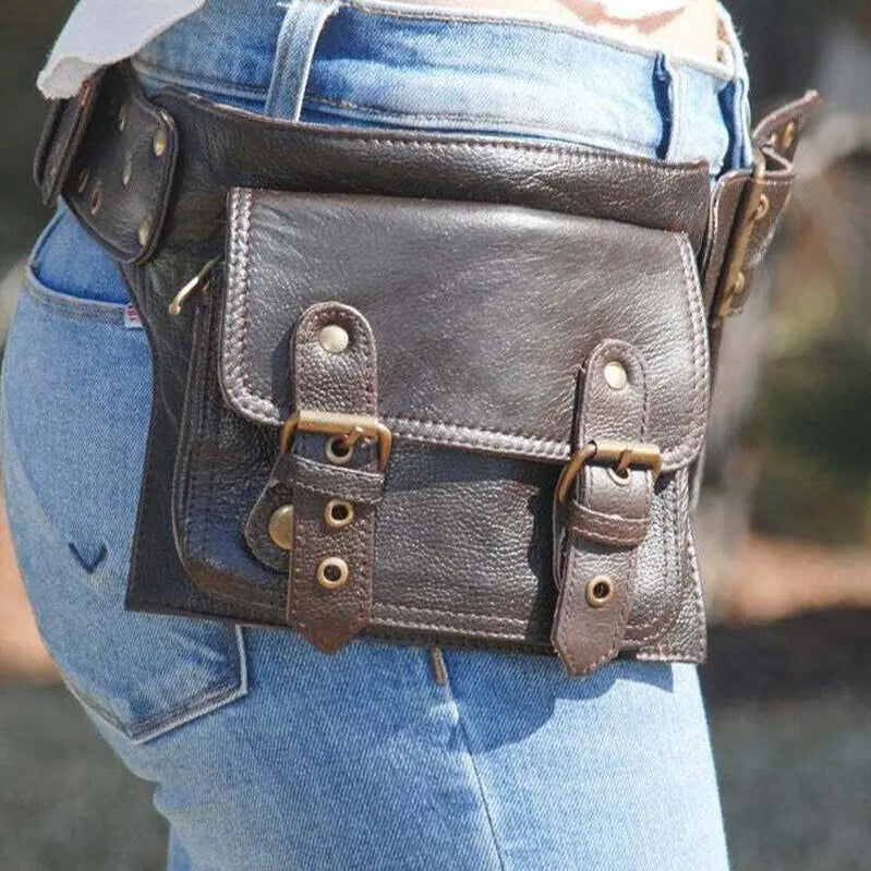 Medieval Faux Leather Waist Bag Steampunk Hip Pocket Buckle Hip Belt Festival Pocket Hip Bag Warrior Larp Cosplay Wallet