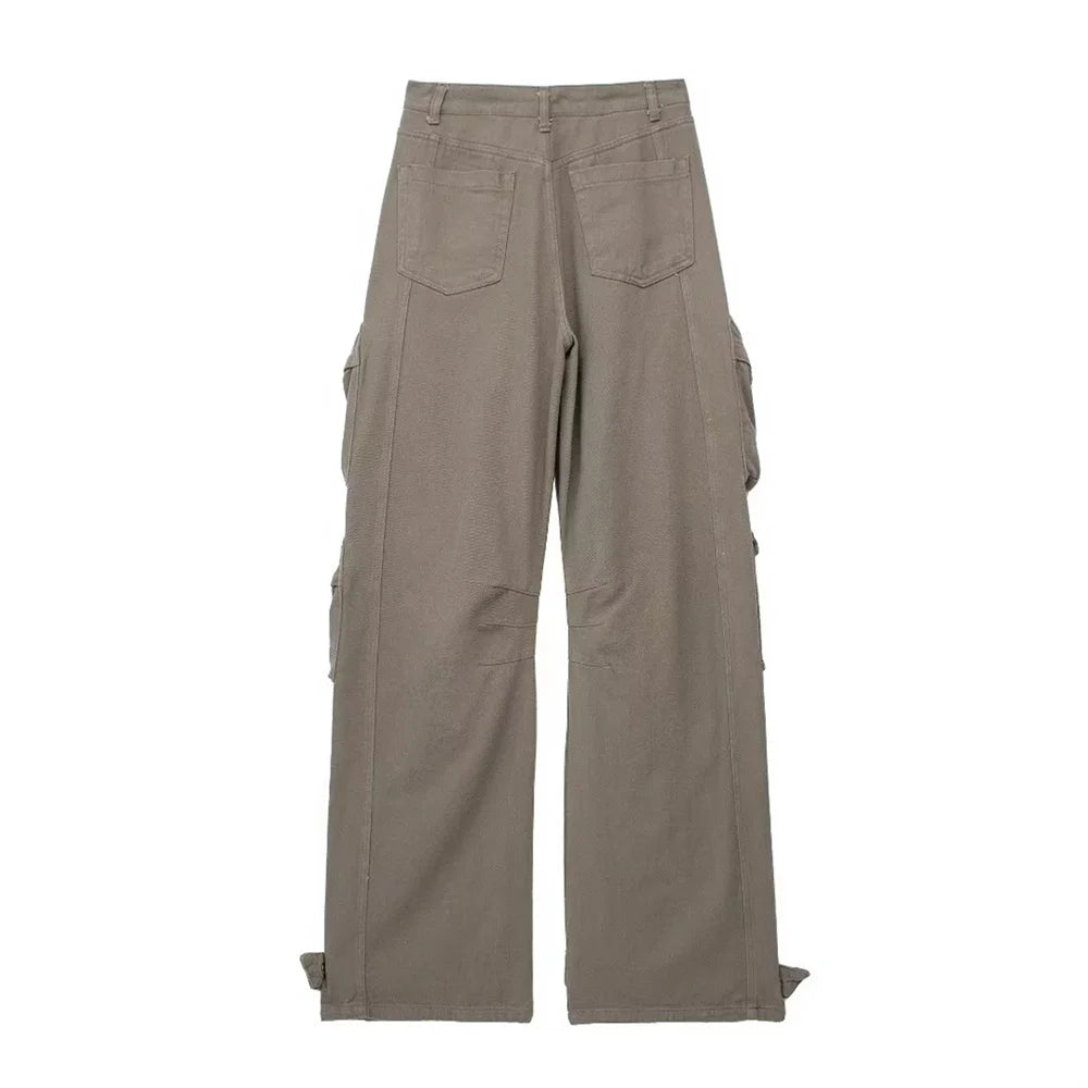 Women's Vintage High Waist Jeans with Multi Pocket Decoration, Versatile Casual Denim Pants, Winter