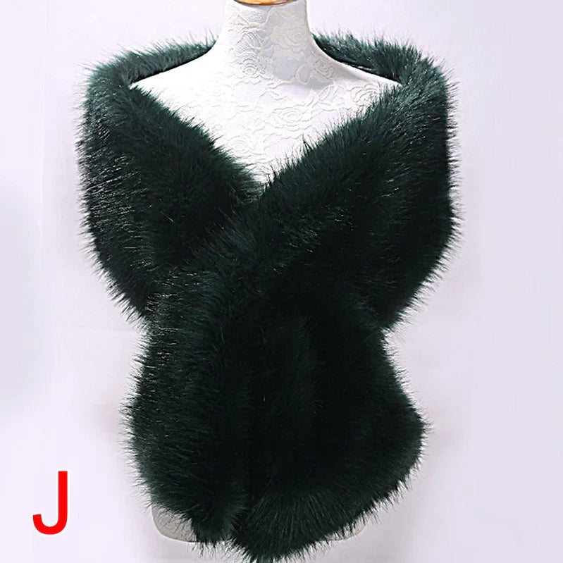 New Winter Women Fur Capes Champagne Wedding Faux Fur Bolero Stole Shawl Wraps Bridal Jacket Formal Evening Party Shrug J