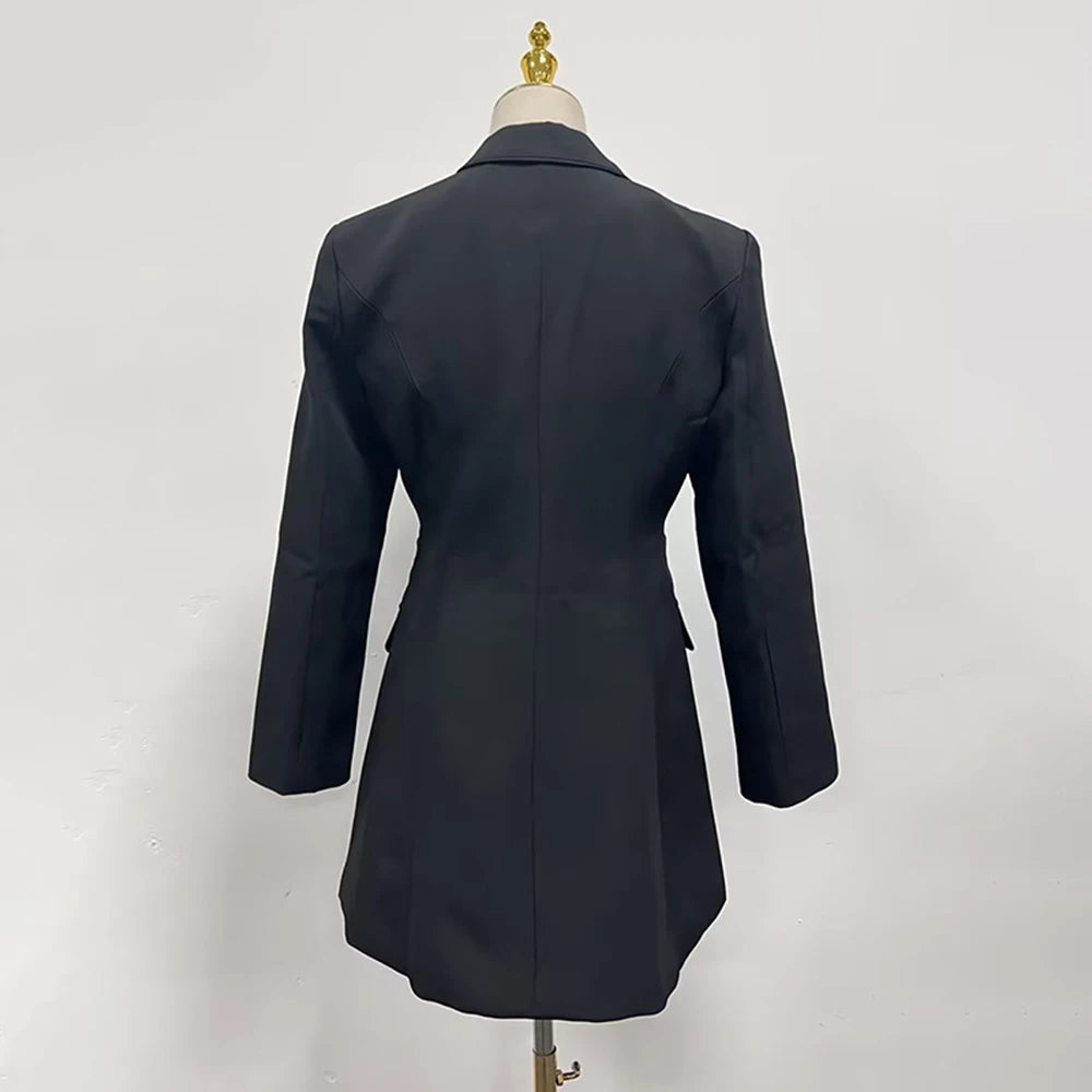 TWOTWINSTYLE Solid Hollow Out Spliced Bow Fashion Jackets for Women Lapel Long Sleeves Patchwork Button Jacket Female Clothing