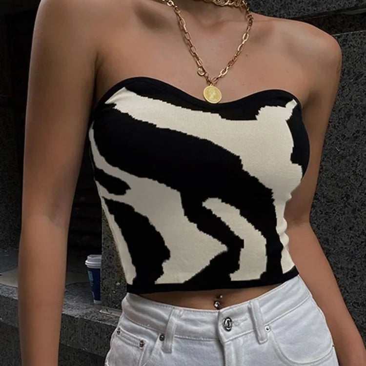 Yedinas Streetwear Patchwork Slim Cropped Feminino Sleeveless Tank Top Women Sexy Skinny Top Femme Corset Tube Korean Style 2022