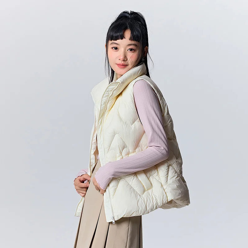 Down Vest Women Design Love Sweet Slim Winter New Stand Collar Three-proof Jacket