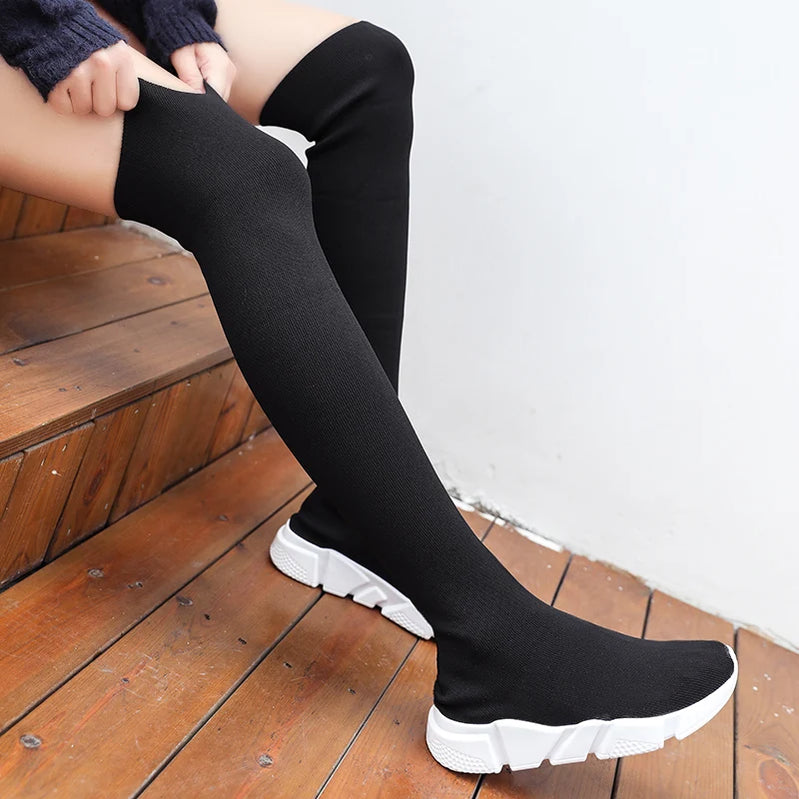 Women Boots Long Tube Socks Shoes Female Fashion Sexy Shoes for Women Over the Knee Boots For Women Sneakers