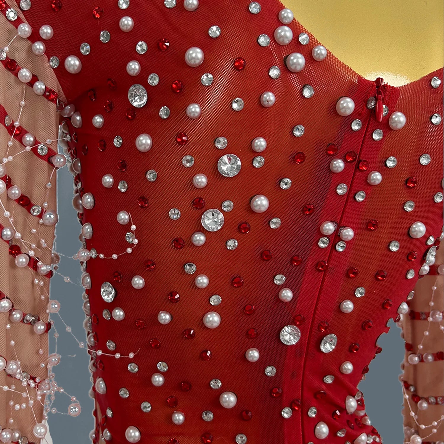 Shine Rhinestone Pearls Full Evening Dress for Women Party Drag Queen Club Birthday Special Sexy Dress Cocktail Prom Liantiyumao