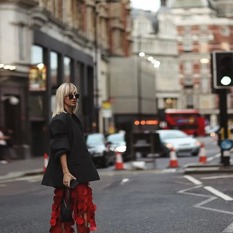 TWOTWINSTYLE Solid Minimalist Skirts For Women High Waist Patchwork Dot A Line Skirt  Elegant Temperament Skirt Female Fashion