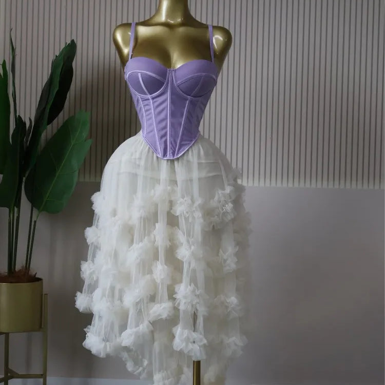 CM.YAYA Women's Dress Set Tunic Irregular Crop Top and Irregular Ball Gown Maxi Long Skirt Suit 2025 Two 2 Piece Set Outfits