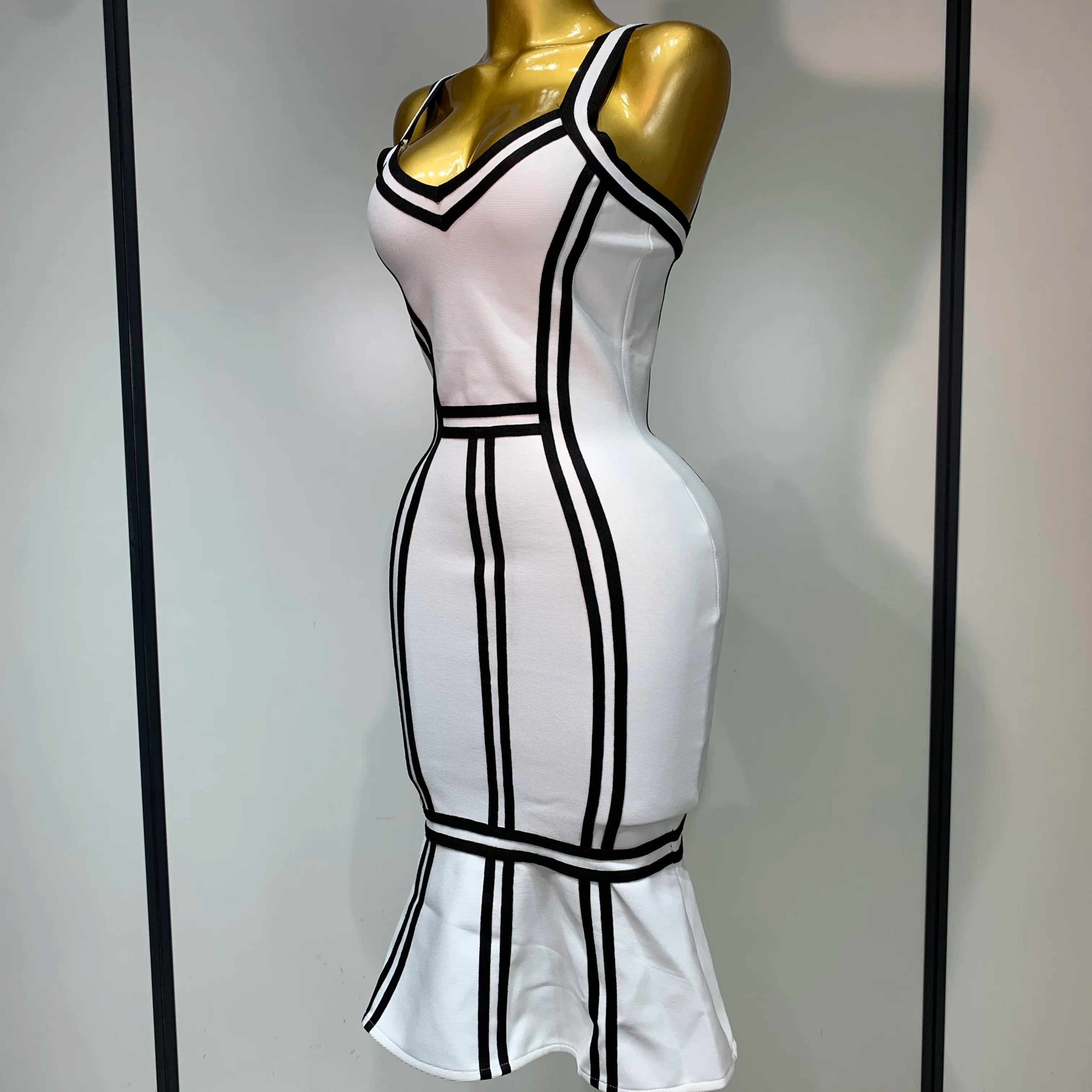 Vestido bandage bodycon feminino sexy sem costas com babados e decote profundo 2025, vestido de celebridade elegante para festa noturna, aniversário de luxo, clube