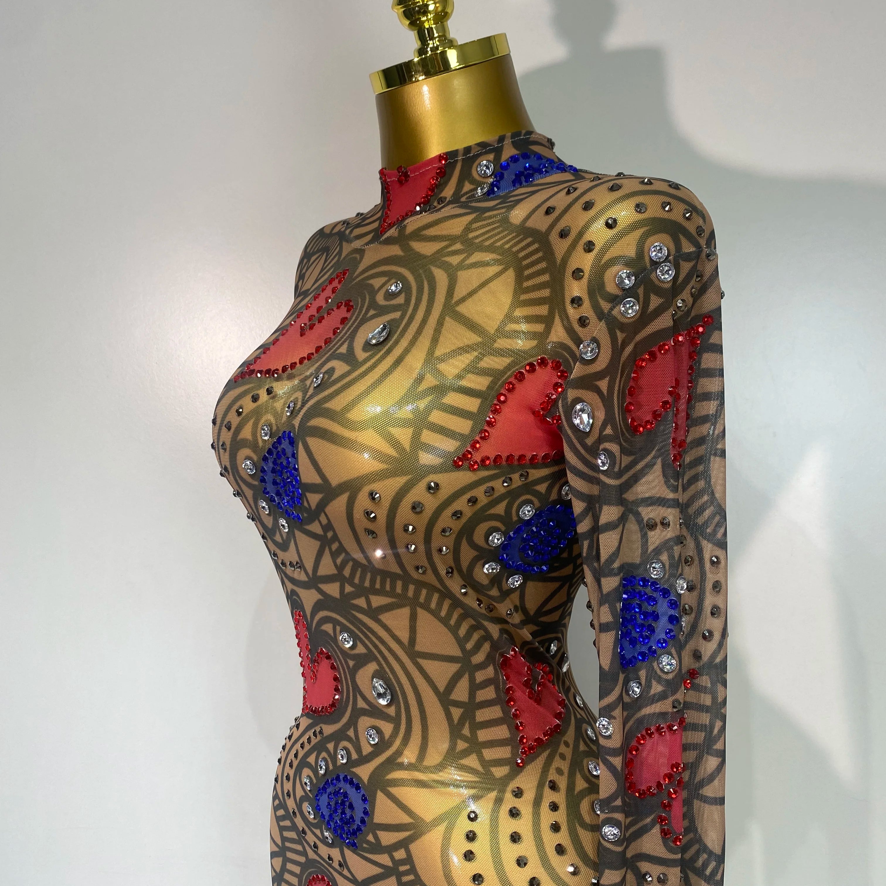 Sparkly Diamond Sexy Mesh Wrap Hip Long Dress Host Annual Meeting Party Nightclub  Performance Costume Luxury Birthday Dress