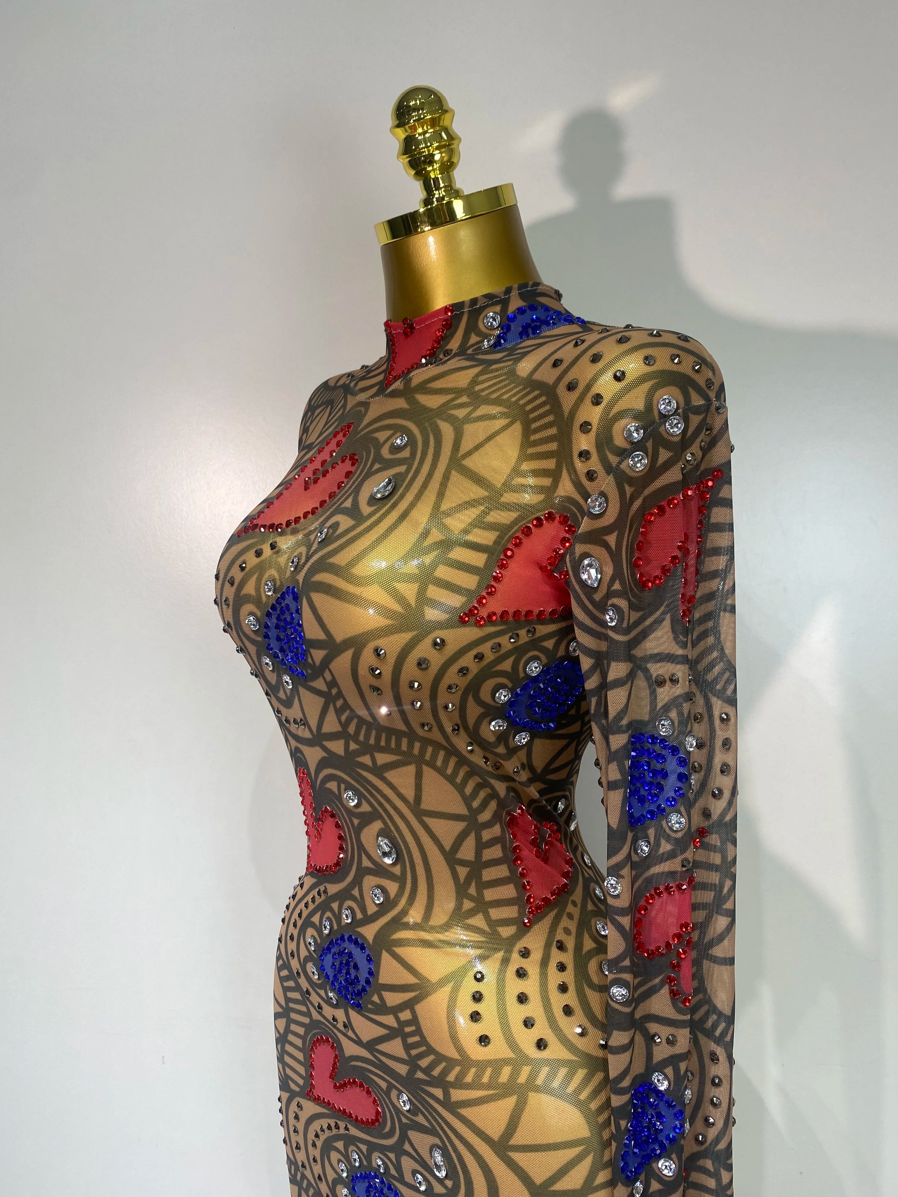 Sparkly Diamond Sexy Mesh Wrap Hip Long Dress Host Annual Meeting Party Nightclub  Performance Costume Luxury Birthday Dress