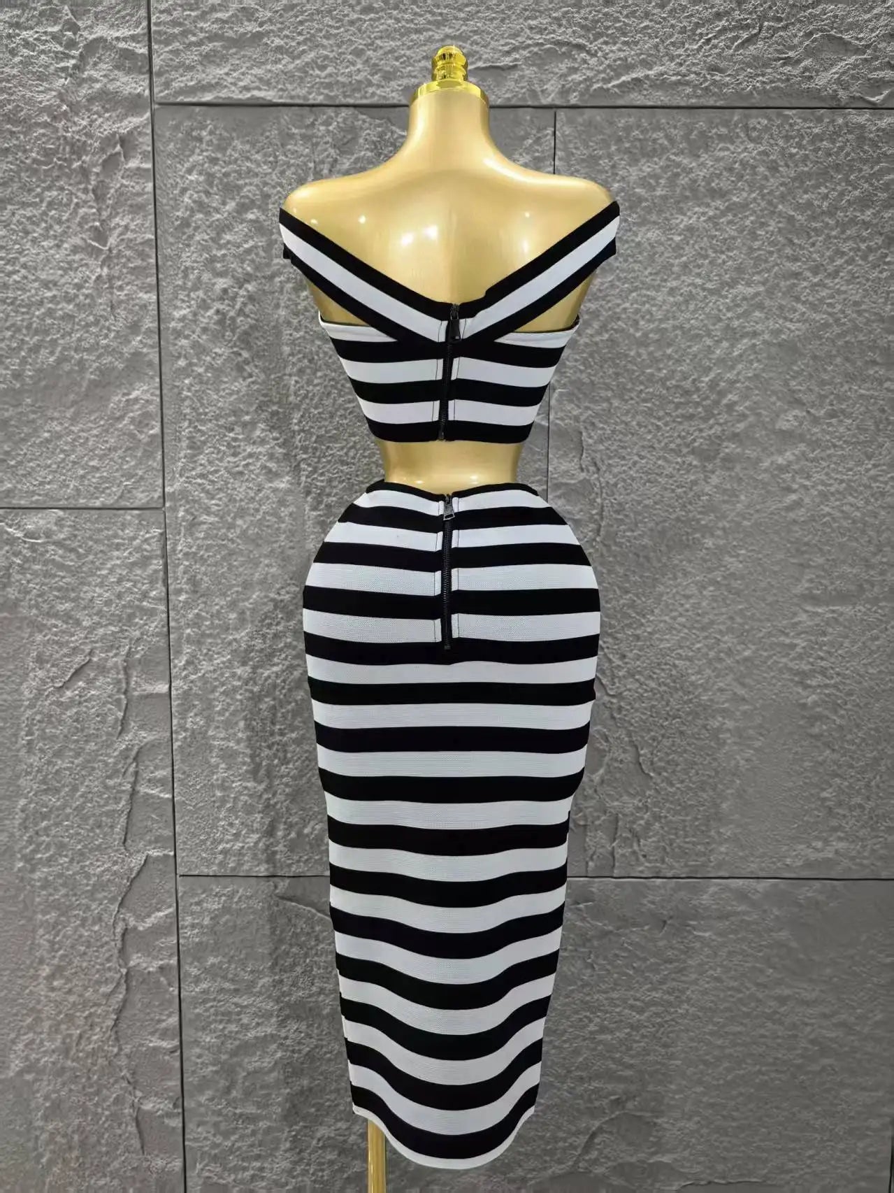 High Quality Women Sexy Slash Neck Off the Shoulder 2 Pieces Bodycon Long Bandage Dress Nightclub Party Bar Fashion Outfit