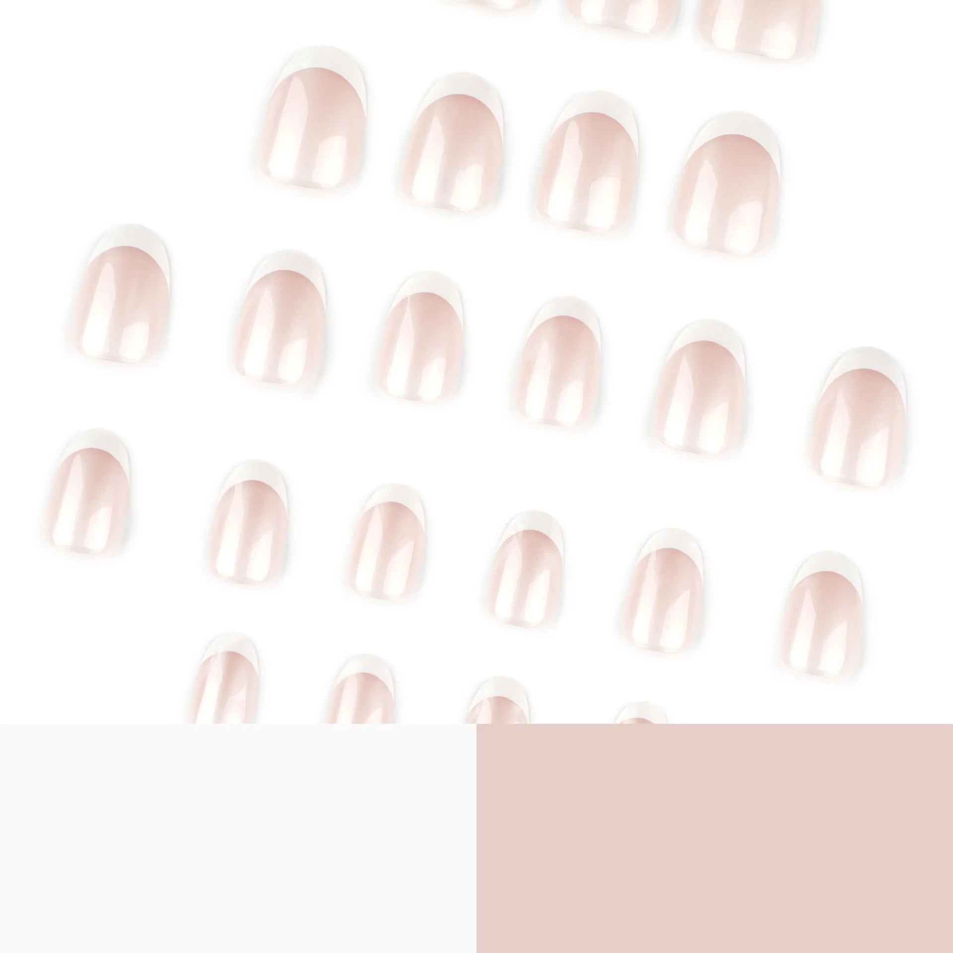 24pcs Short Rounded French Press on Nails White Glitter Full Coverage Nail Tips for Women&Girl Removable Wearable False Nail Art